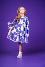 Sukienka marszczona Fioletowy Niedźwiedź Polarny - obrazek 3