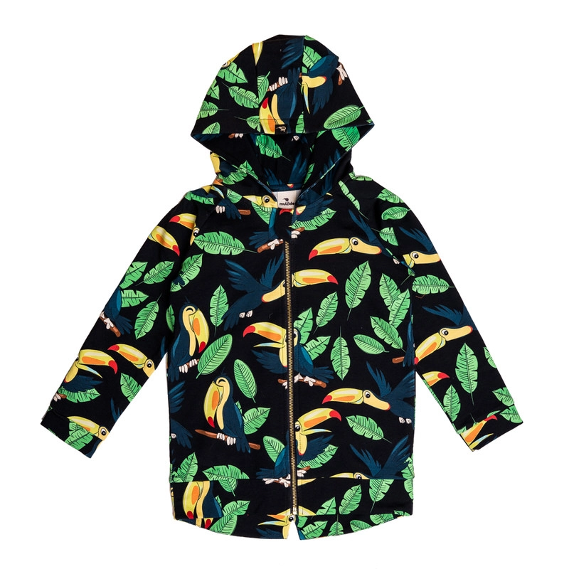 ss24hotobl Black Toucan Zipped Hoodie - Image 1