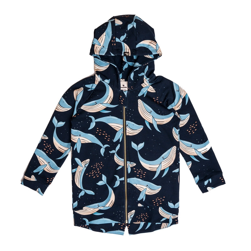 ss24howhna Navy Whale Zip Hoodie - Image 1