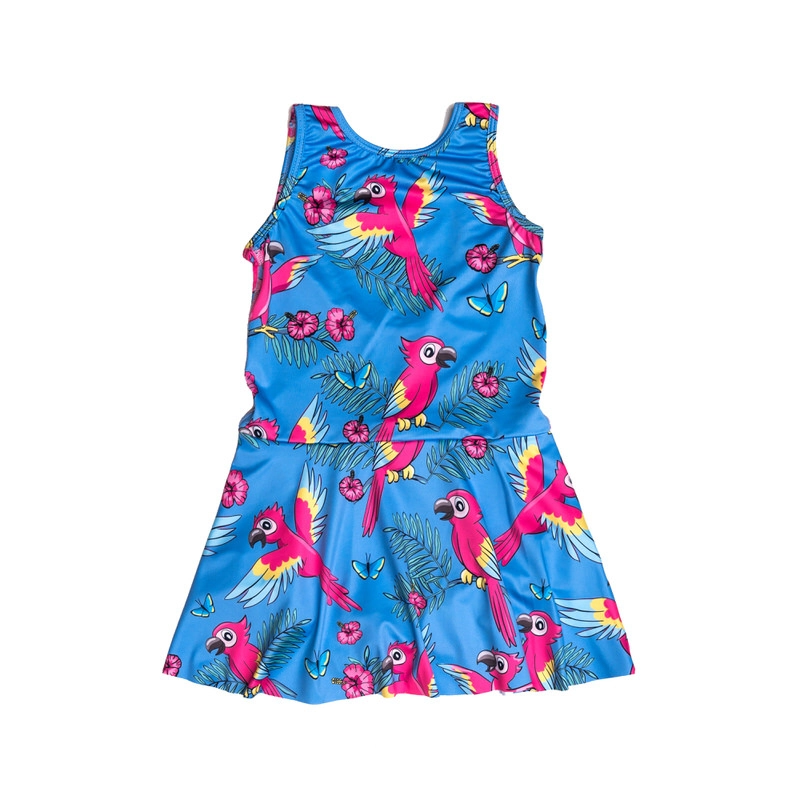 ss24sdrpabl Blue Parrot Swim Dress UPF50+ - Image 1