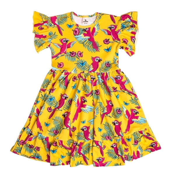 Sukienka z falbanami Żółta Papuga