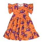 Sukienka z falbanami Pomarańczowy Leniwiec