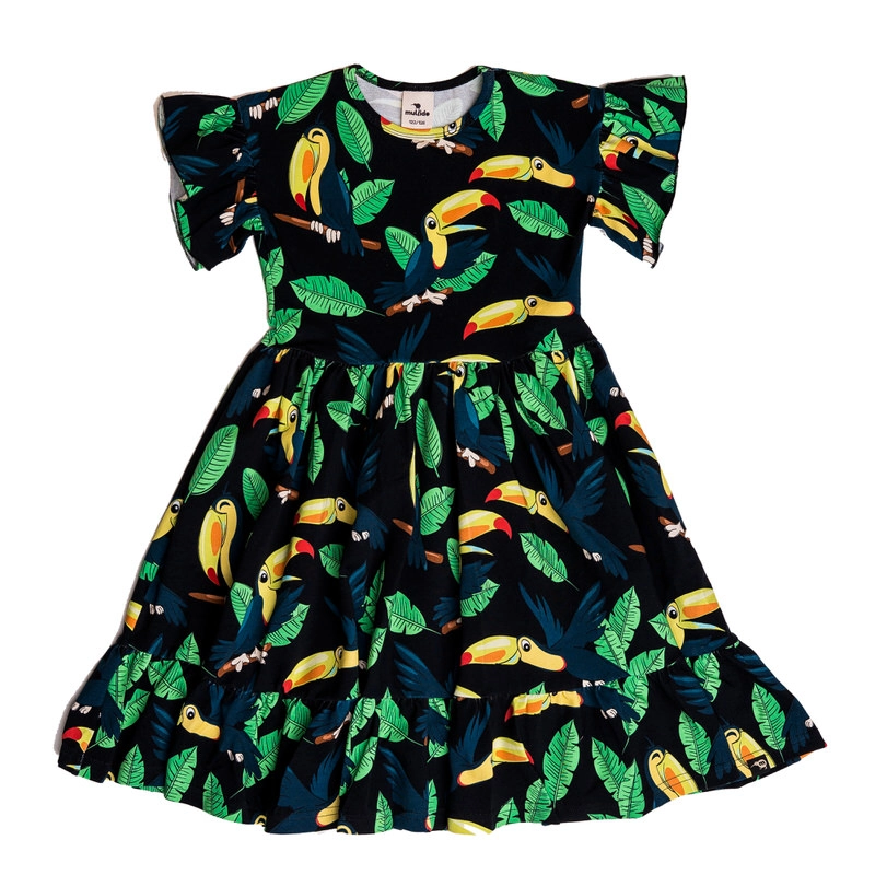 ss24sptobl Black Toucan Frilled Dress - Image 1