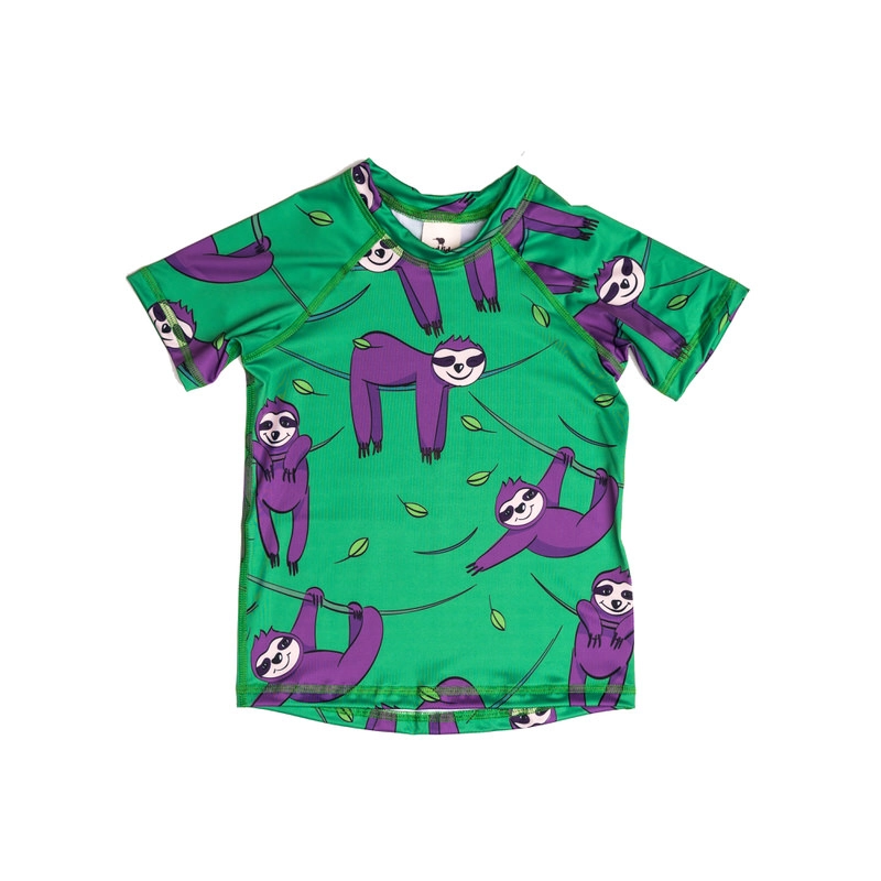 ss24sshislgr Green Sloth Swim Shirt UPF50+ - Image 1
