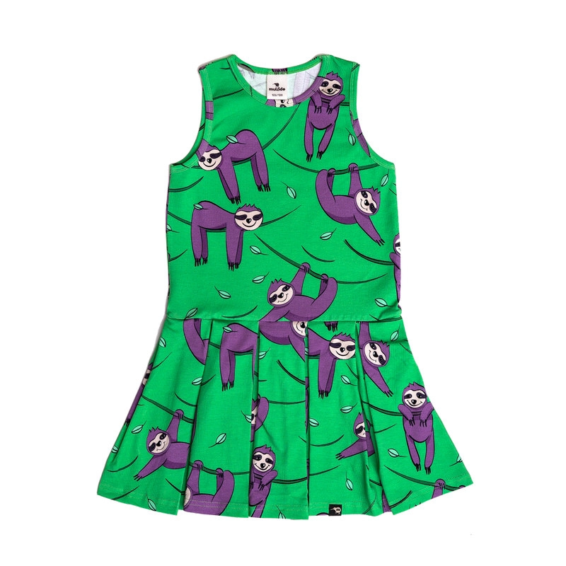 ss24suslgr Green Sloth tennis sleeveless dress - Image 1