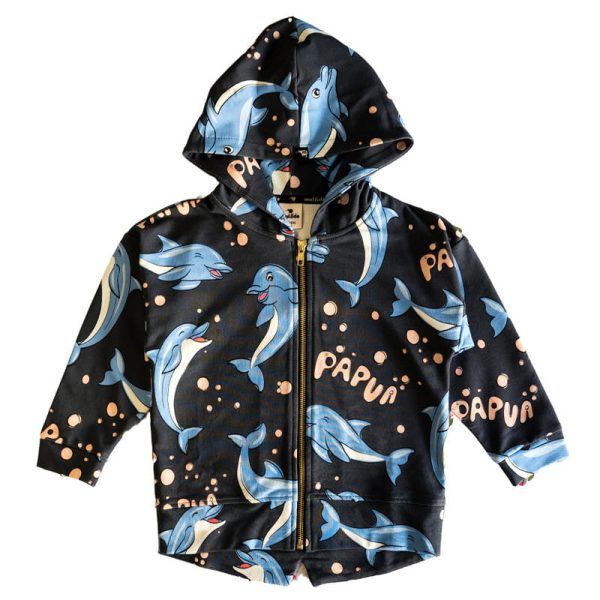 Bluza z kapturem na zamek Czarny Delfin (1)