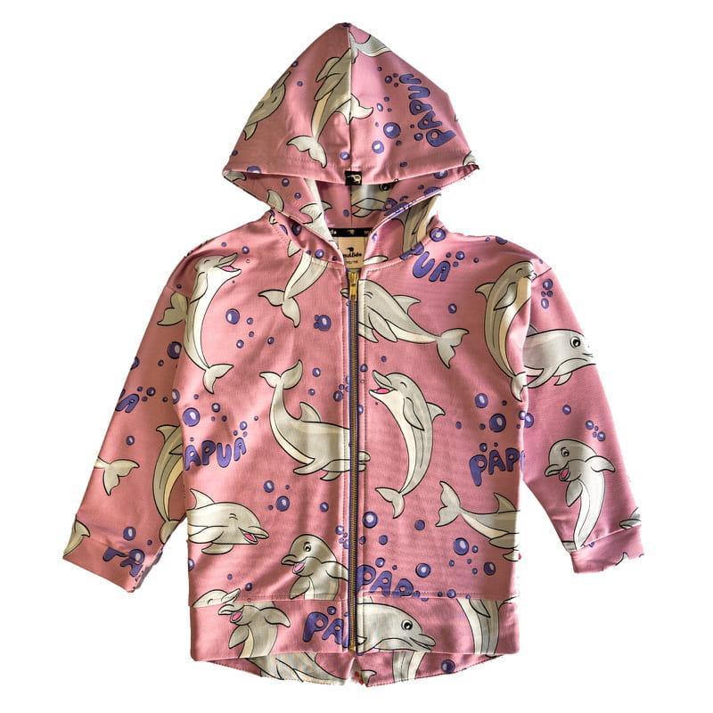 ss25hodopi Bluza z kapturem na zamek Różowy Delfin - obrazek 1