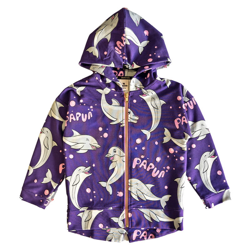 ss25hodopu Bluza z kapturem na zamek Fioletowy Delfin - obrazek 1