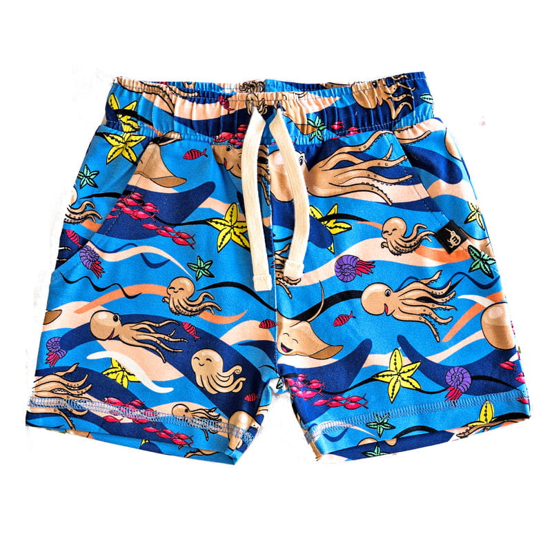ss25shocbl Blue Octopus shorts - Image 1