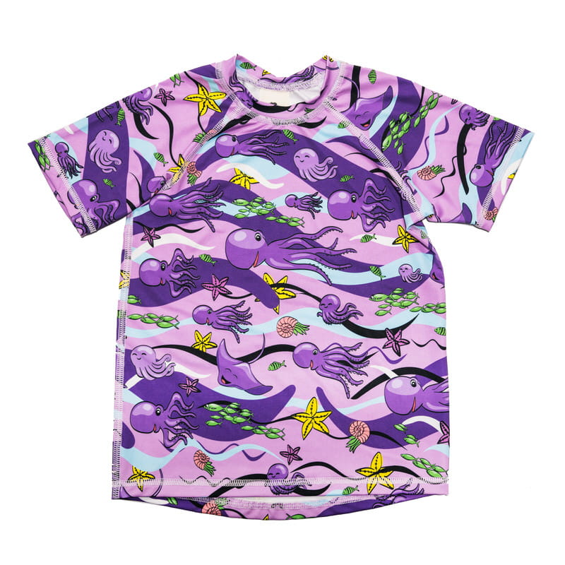 ss25sshiocpu Koszulka kąpielowa Fioletowe Ośmiornice UPF50+ - obrazek 1