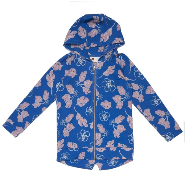 Blue Flowers Zip Hoodie