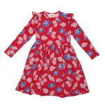 Red Flowers long sleeved dress