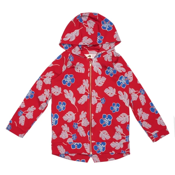 Red Flowers Zip Hoodie
