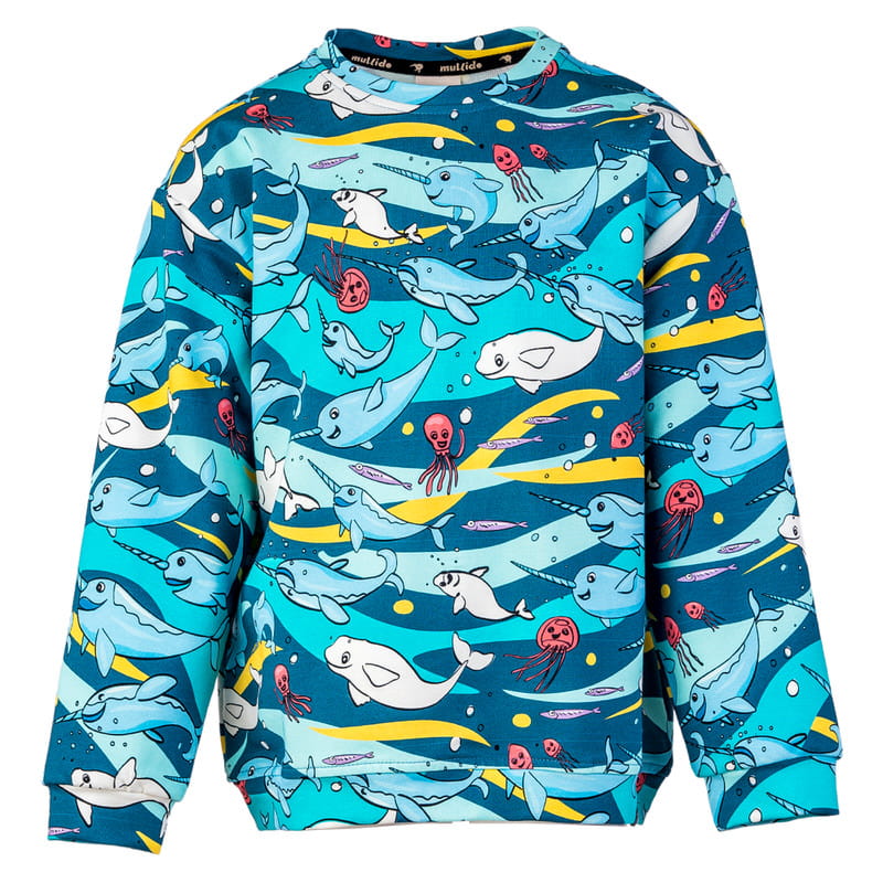 aw24swnatu Turquoise Narwhal Oversize Sweatshirt - Image 1