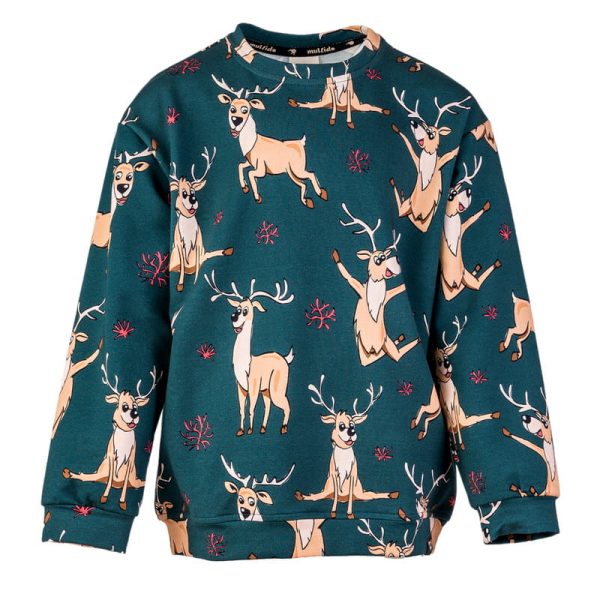 Green Reindeer Oversize Sweatshirt