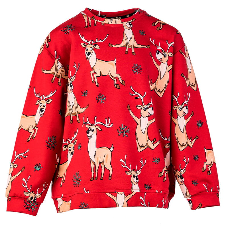aw24swrere Red Reindeer Oversize Sweatshirt - Image 1